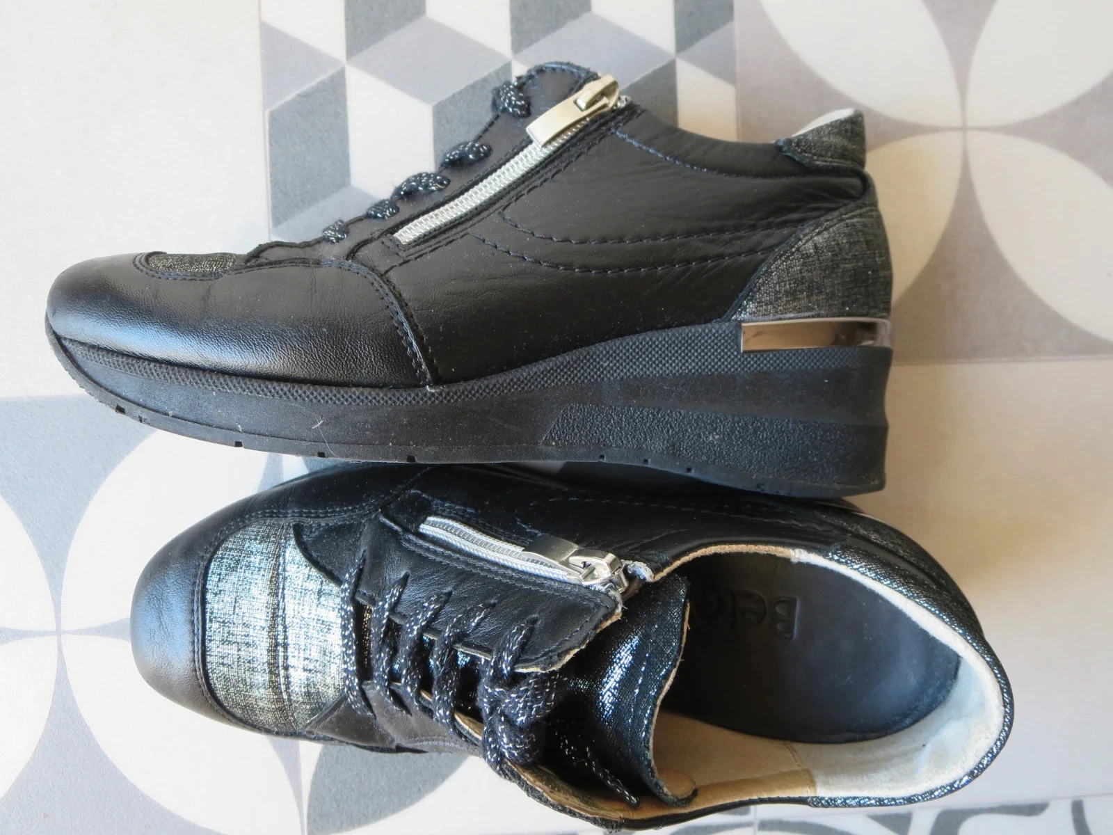 Chaussures cuir noir élégantes +7 cm (très bon état) – photo 2
